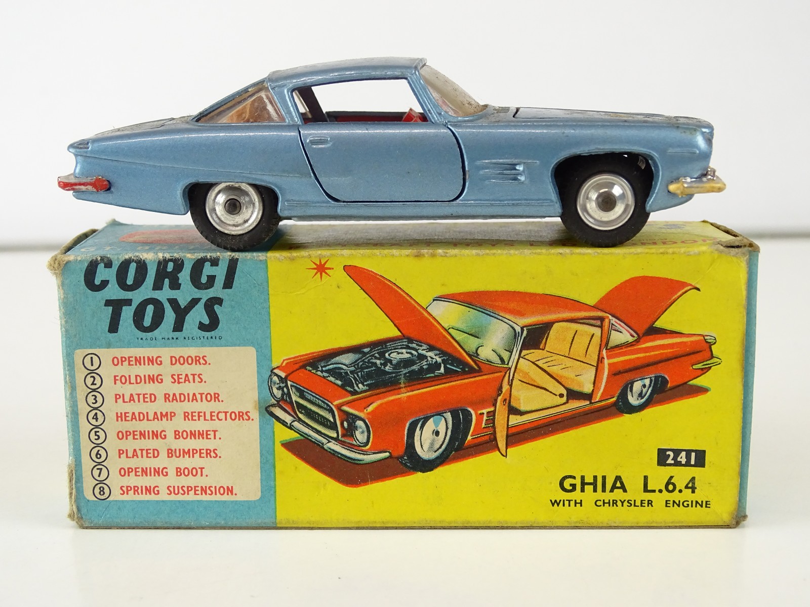 CORGI コーギー　ミニカー　GHIA L6.4 WITH CHRYSLER Corgi 241, Chrysler Ghia L64 - Free Price Guide & Review