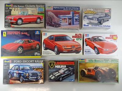 Lot 185 - A group of unbuilt 1:24 scale plastic car kits,...