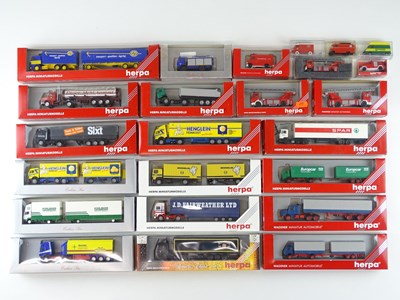 Lot 235 - A group of HO scale lorries and vans by HERPA...