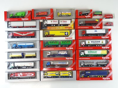 Lot 236 - A group of HO scale lorries and vans by HERPA...