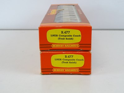 Lot 368 - A group of HORNBY OO Gauge LNER teak coaches,...