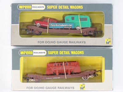 Lot 407 - A pair of WRENN OO Gauge Lowmac wagons with...