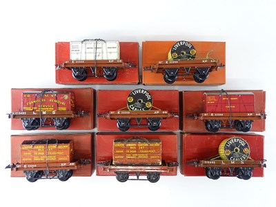 Lot 596 - A group of HORNBY O Gauge mixed post war flat...