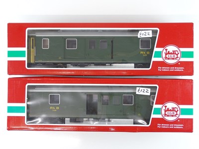 Lot 626 - A pair of LGB G scale bogie baggage coaches in...