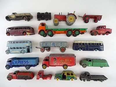Lot 64 - A group of playworn unboxed diecast vans/buses...
