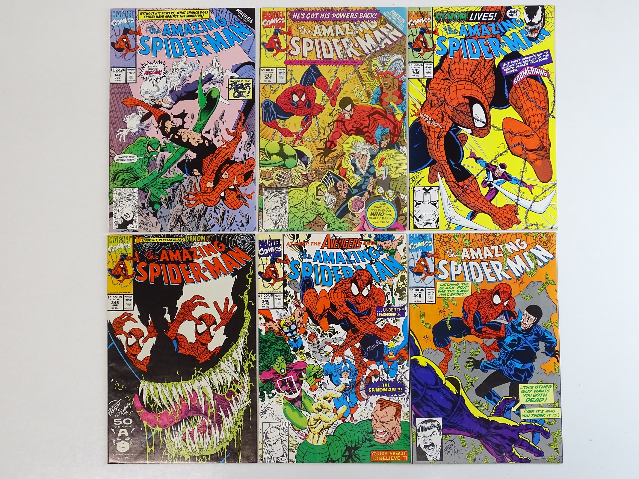 Lot 182 - AMAZING SPIDER-MAN #342, 343, 345, 346, 348,