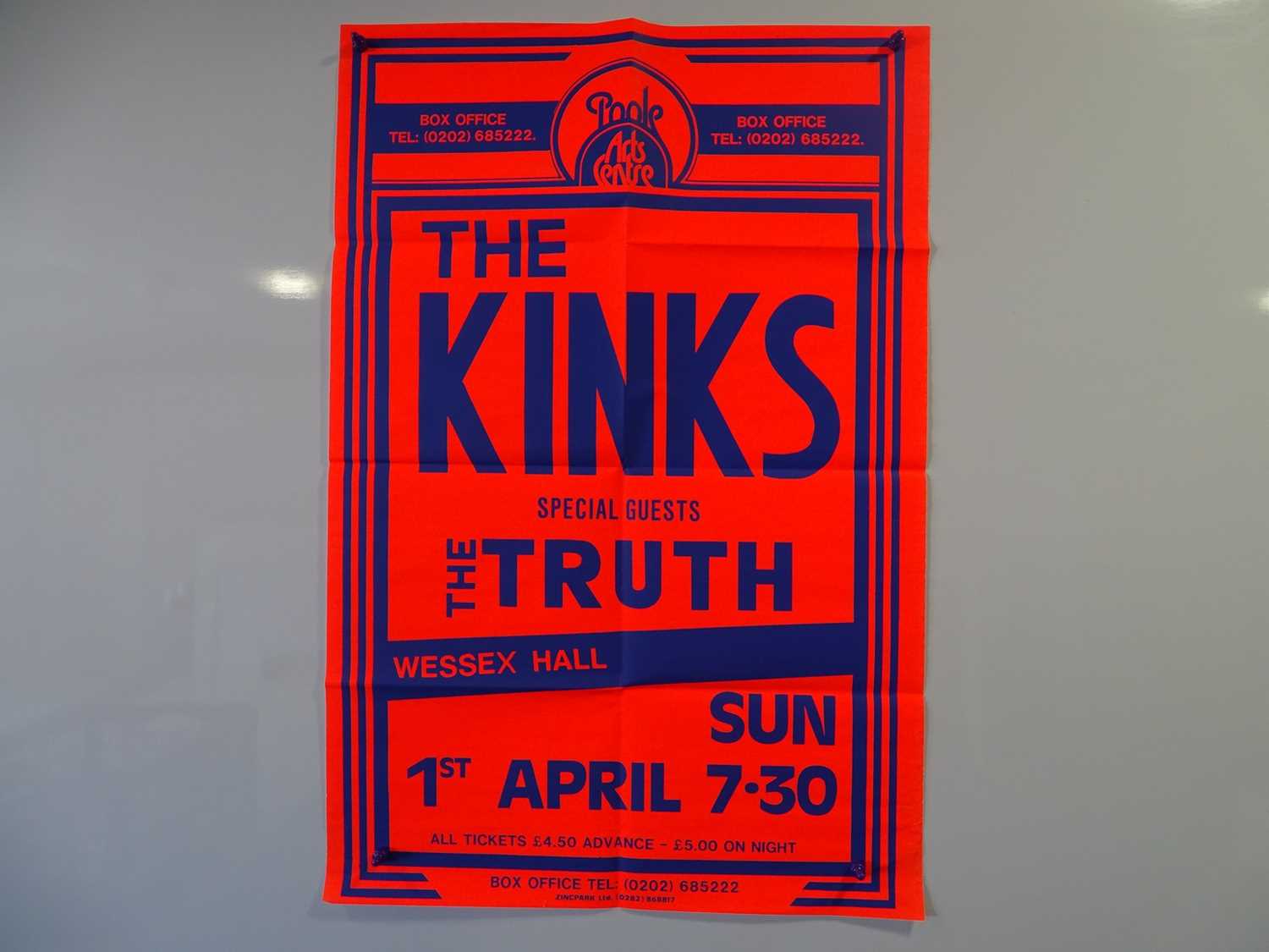 Lot 690 - THE KINKS - concert poster - supported by THE...