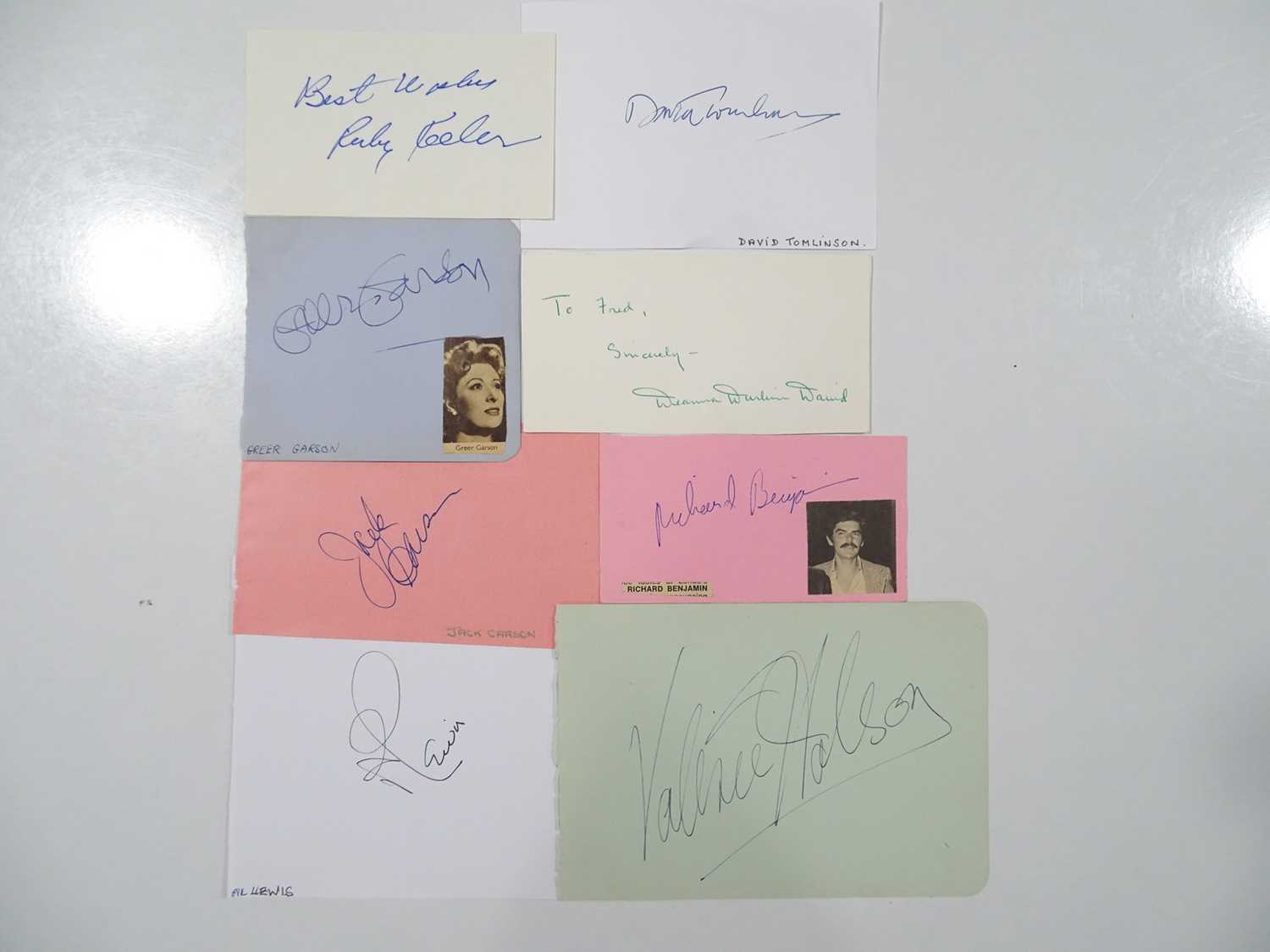 Lot 82 - A group of signed pieces of card and paper -...