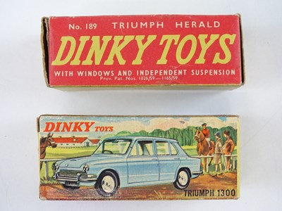 Lot 187 - A pair of DINKY Triumph cars comprising a 162...