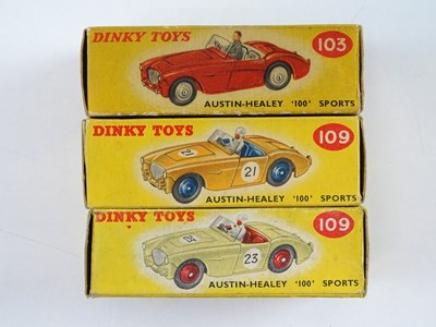 Lot 87 - A trio of DINKY Austin Healey 100s comprising...