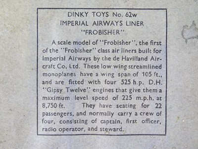 Lot 187 - A DINKY Toys pre-war 62w Imperial Airways...