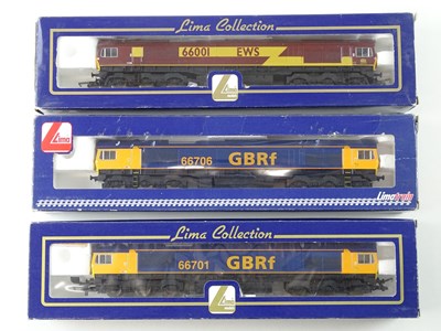 Lot 405 - A group of LIMA OO Gauge class 66 diesel...