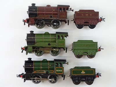 Lot 541 - A trio of clockwork HORNBY O Gauge small steam...