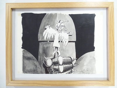 Lot 405 - A pen, ink and watercolour cartoon sketch...