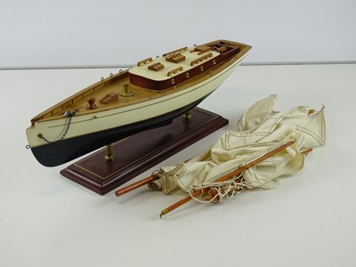 Lot 120 - A handbuilt yacht model - masts and rigging...