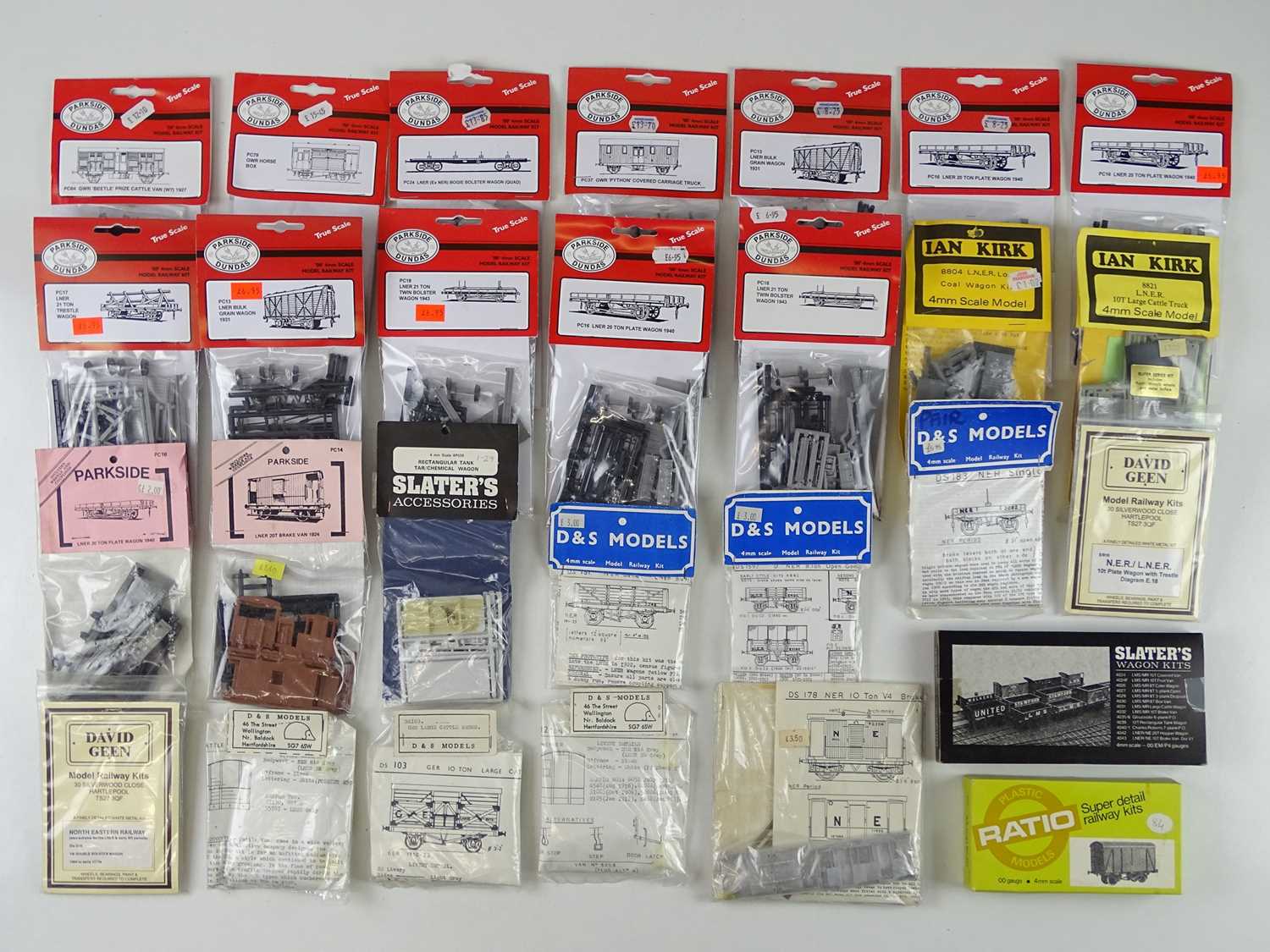 Lot 377 - A group of unbuilt OO scale wagon kits by...