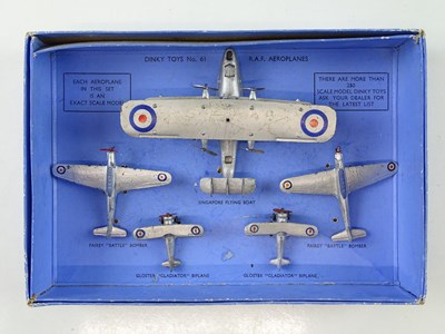 Lot 61 - A DINKY Toys pre-war 61 R.A.F Aeroplanes set...