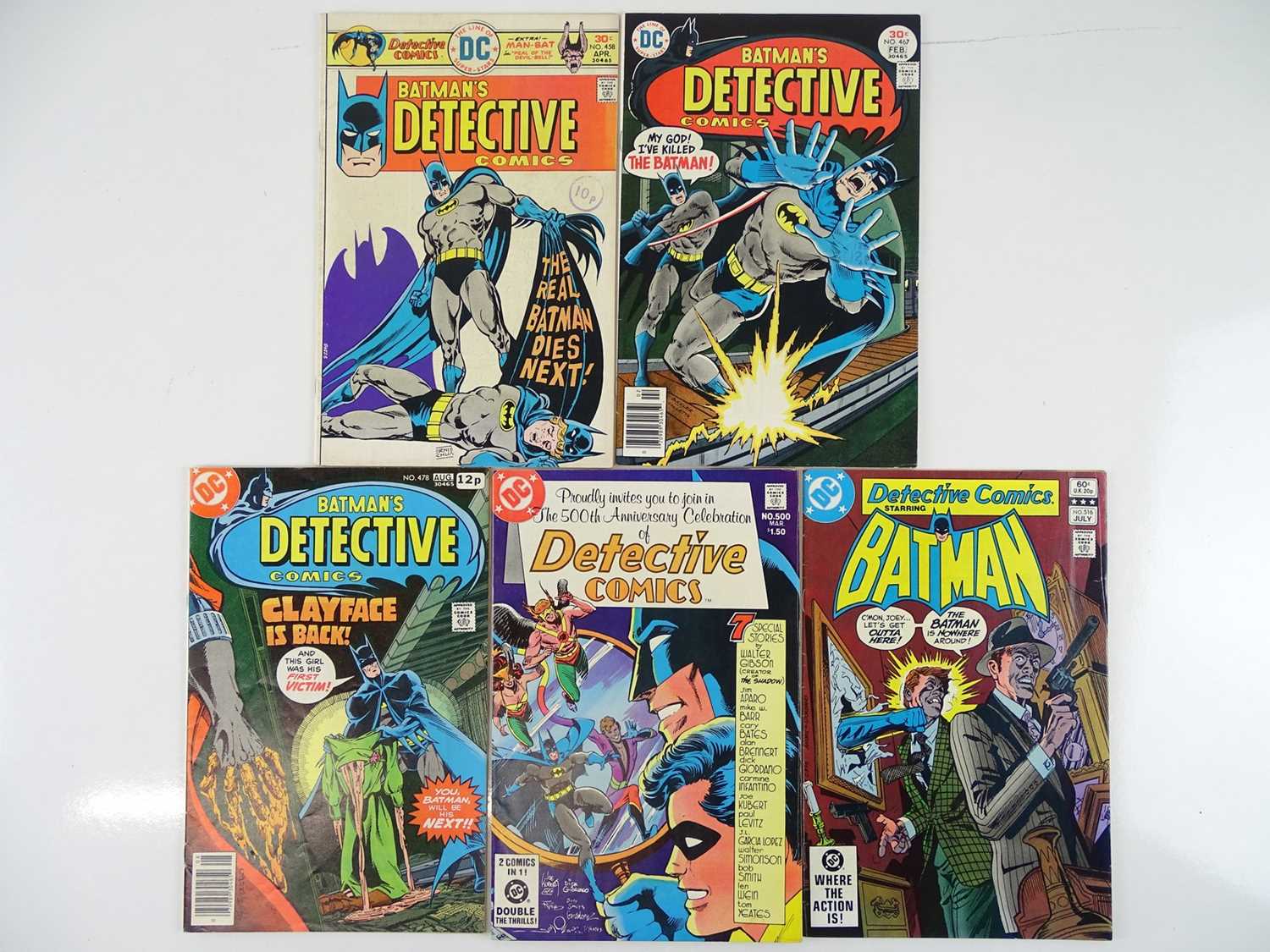 Lot 296 - DETECTIVE COMICS: BATMAN #458, 467, 478, 500,