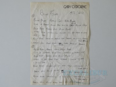 Lot 200 - An original handwritten page of lyrics for the...
