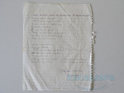 Lot 202 - An original handwritten page of lyrics for...