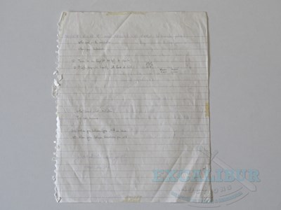 Lot 202 - An original handwritten page of lyrics for...
