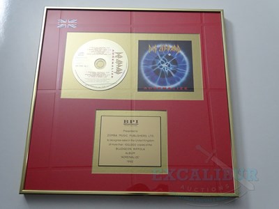 Lot 212 - DEF LEPPARD - A BPI Gold Certified Sales Award...