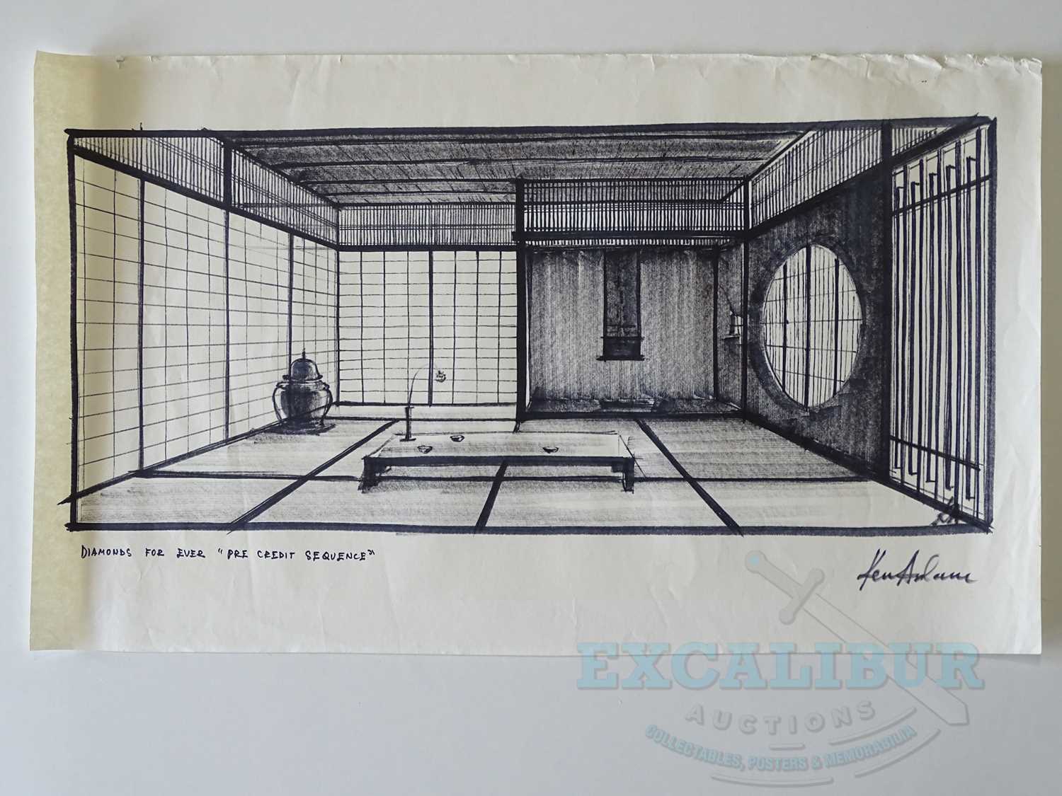 Lot 507 - An original KEN ADAM set design sketch for...