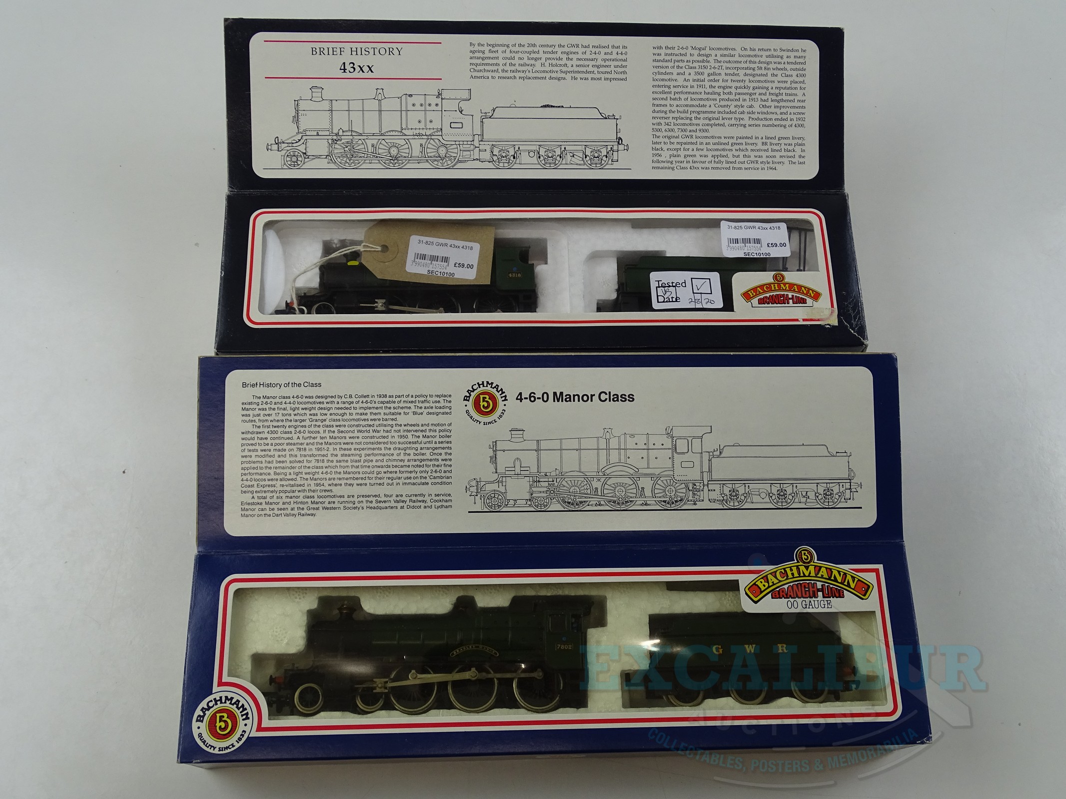 Lot 520 - A Pair Of Bachmann Oo Gauge Gwr Steam