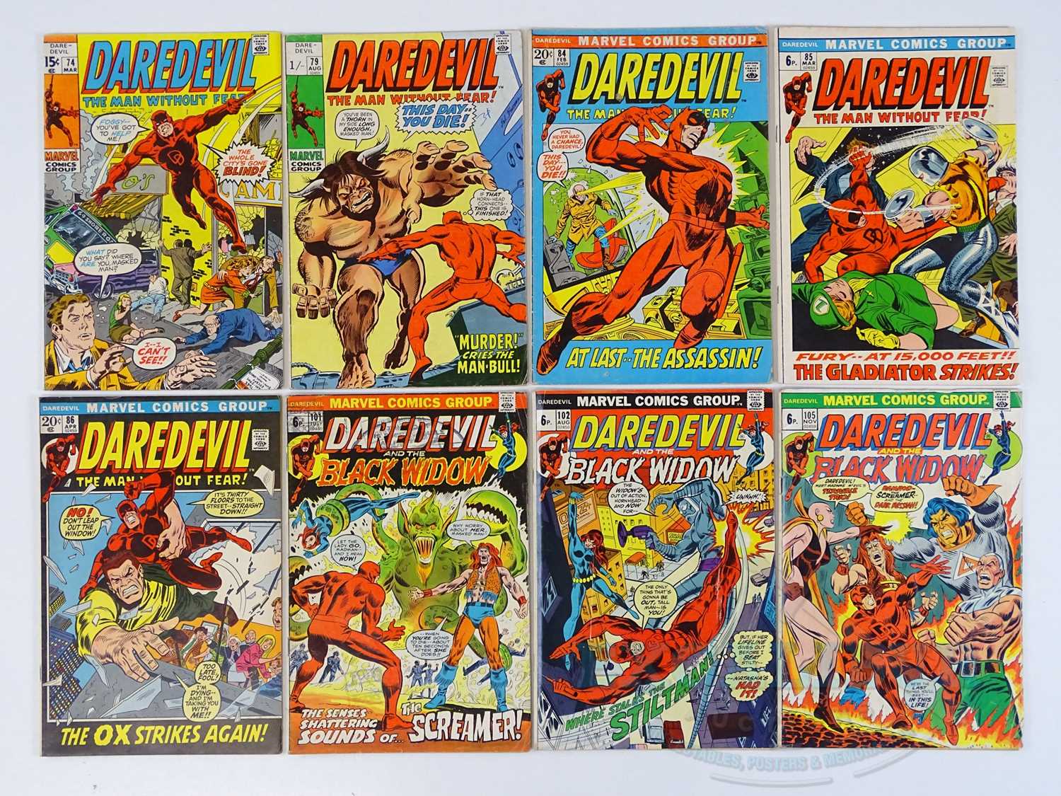 Lot 365 - DAREDEVIL #74, 79, 84, 85, 86, 101, 102, 105