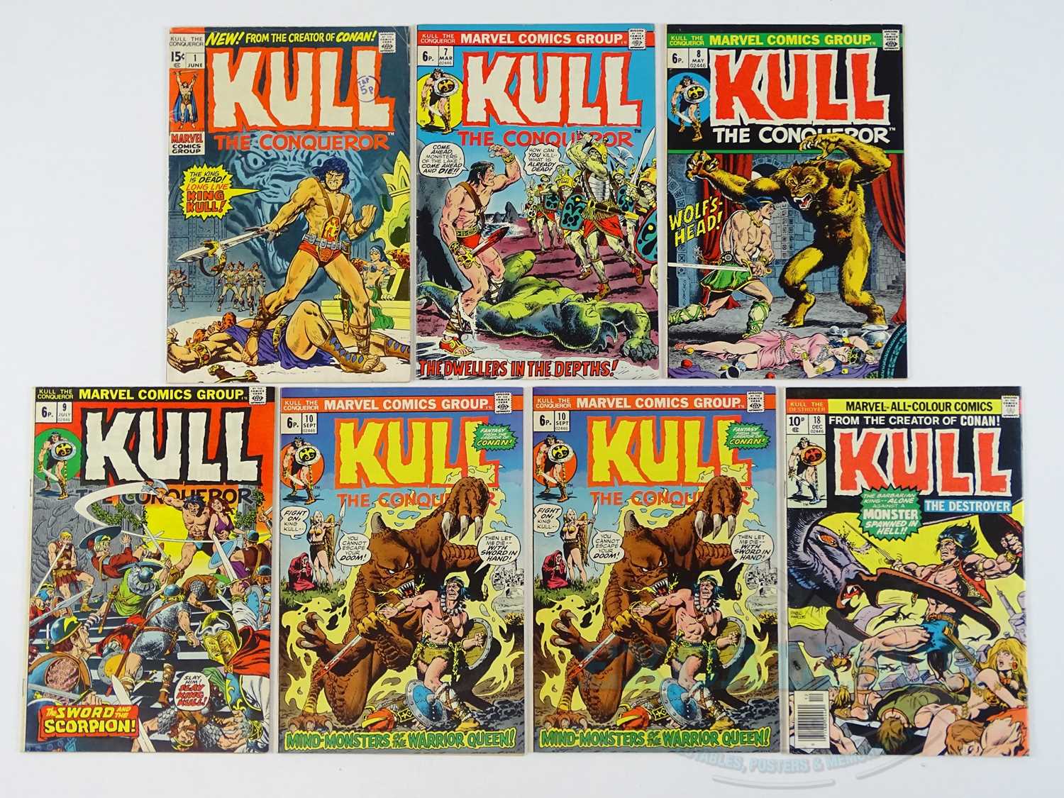 Lot 491 - KULL THE CONQUEROR #1, 7, 8, 9, 10, 18 (7 in...