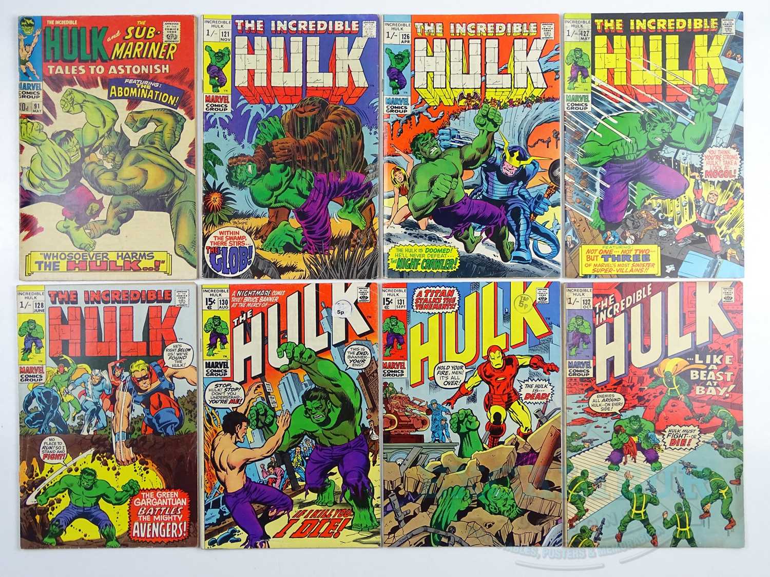 Lot 523 - INCREDIBLE HULK #121, 126, 127, 128, 130, 131,...