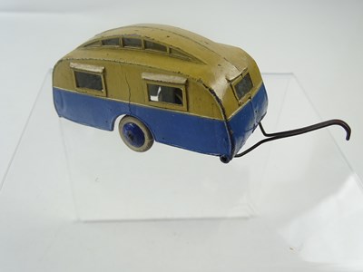 Lot 153 - A Pre War 30g DINKY Caravan, mid blue and...