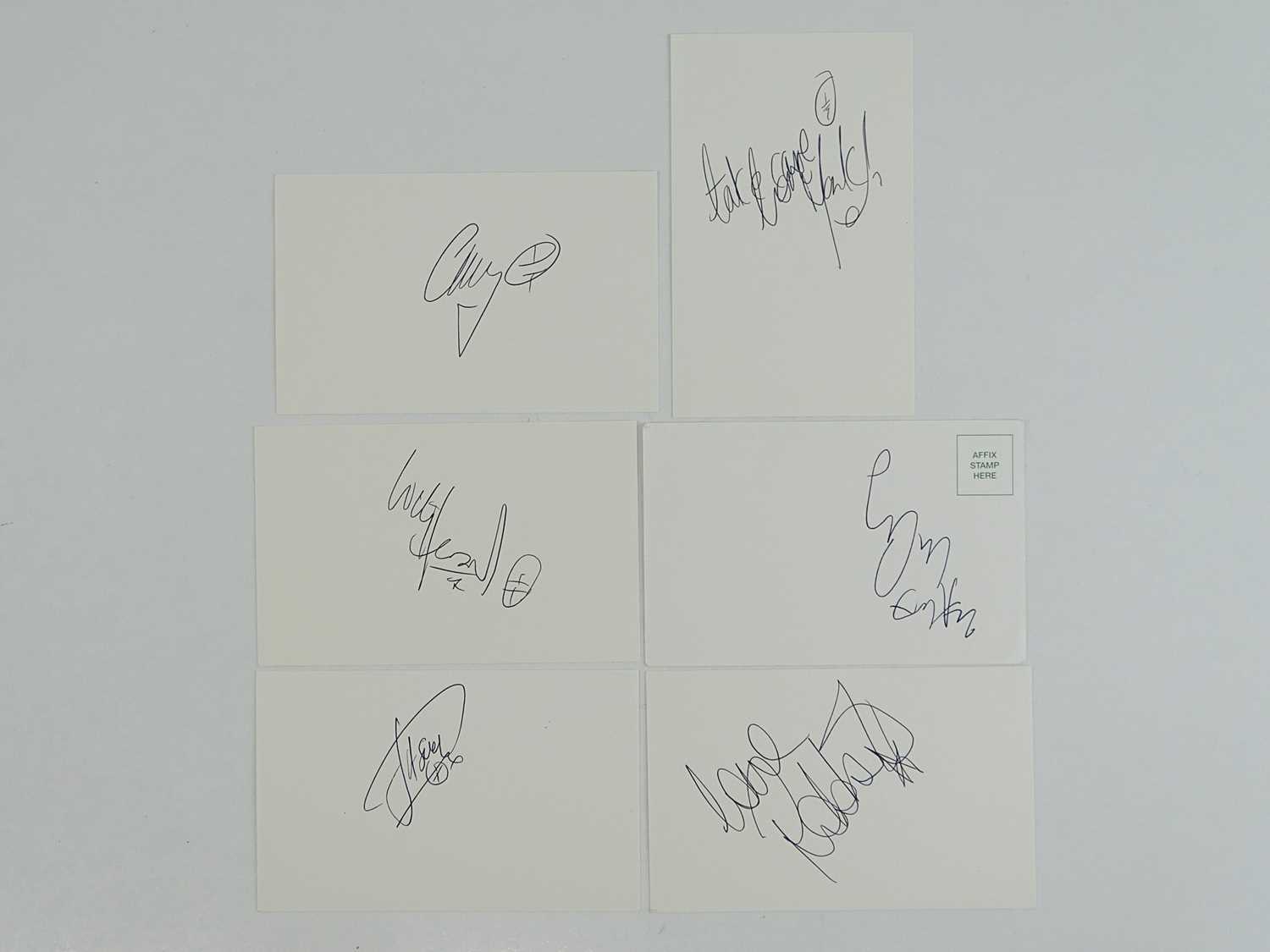 Lot 259 - TAKE THAT: A group of 6 signed cards for the...