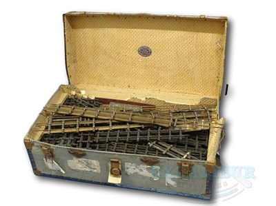 Lot 742 - A large vintage trunk filled with O gauge...