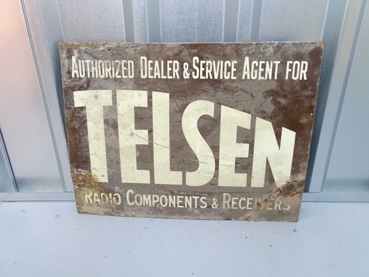 Lot 15 - TELSEN (20" x 15")radio components enamel...