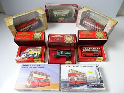 Lot 133 - A group of boxed diecast trams etc by CORGI...