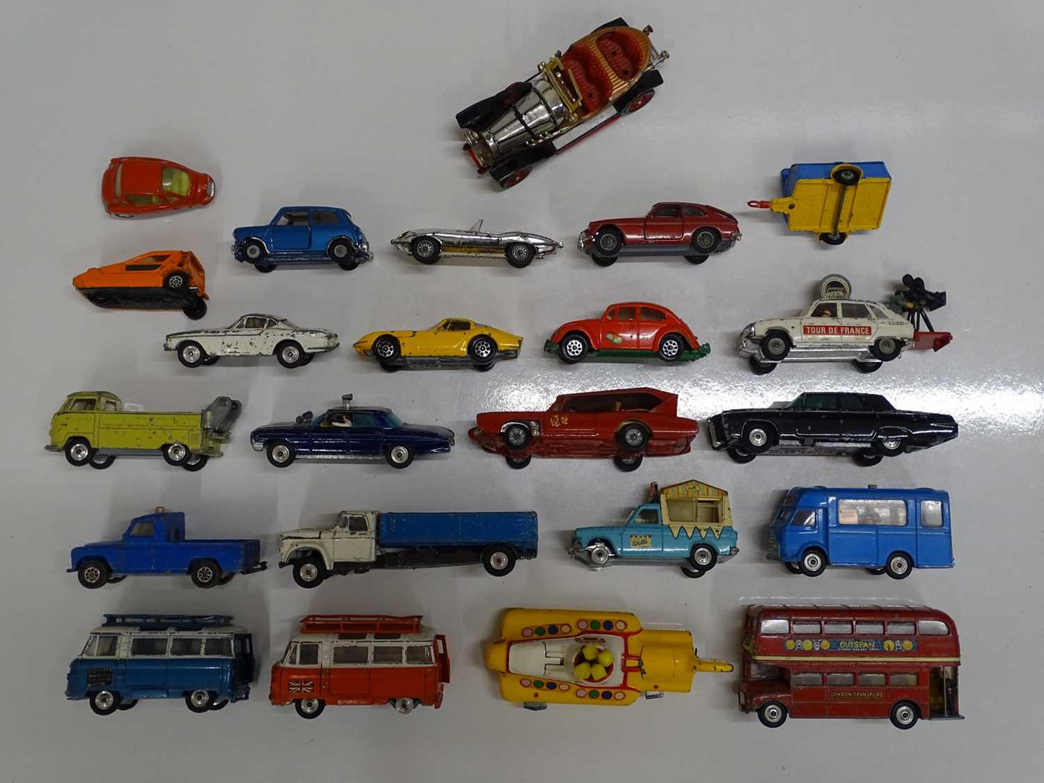 Lot 147 A quantity of playworn diecast cars,