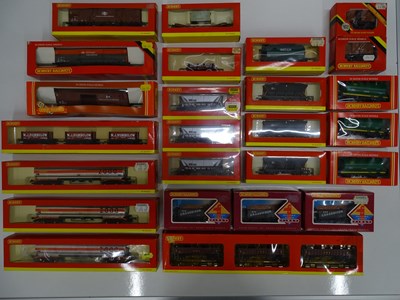 Lot 398 - A large group of mixed HORNBY OO gauge wagons...