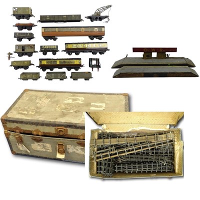 Lot 551 - A group of O gauge wagons and coaches by...