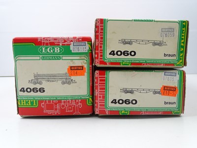 Lot 563 - A group of LGB G scale bogie flat bed wagons...