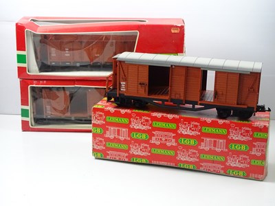 Lot 564 - A group of LGB G scale bogie vans comprising a...