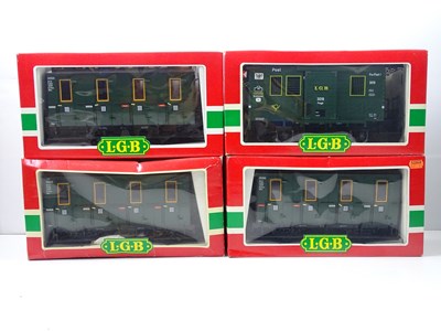 Lot 565 - A group of LGB G scale 4-wheel coaches in...