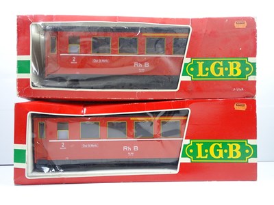 Lot 572 - A pair of LGB G scale Rhatische Bahn bogie...