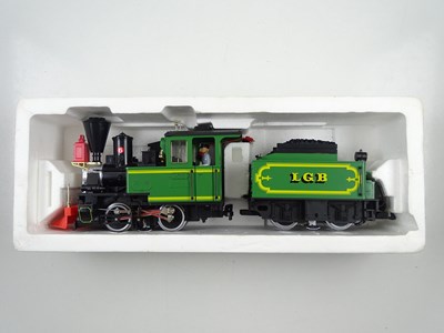 Lot 580 - An LGB G scale 2017 American style 0-4-0 steam...