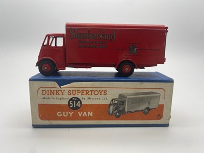 Lot 152 - A DINKY No 514 Guy Van 'Slumberland'- red cab...