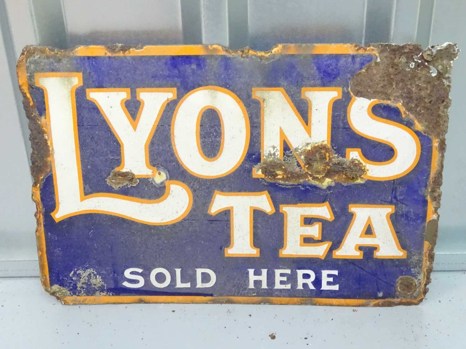 Lot 55 - LYONS' TEA (18" x 12") - enamel double sided...
