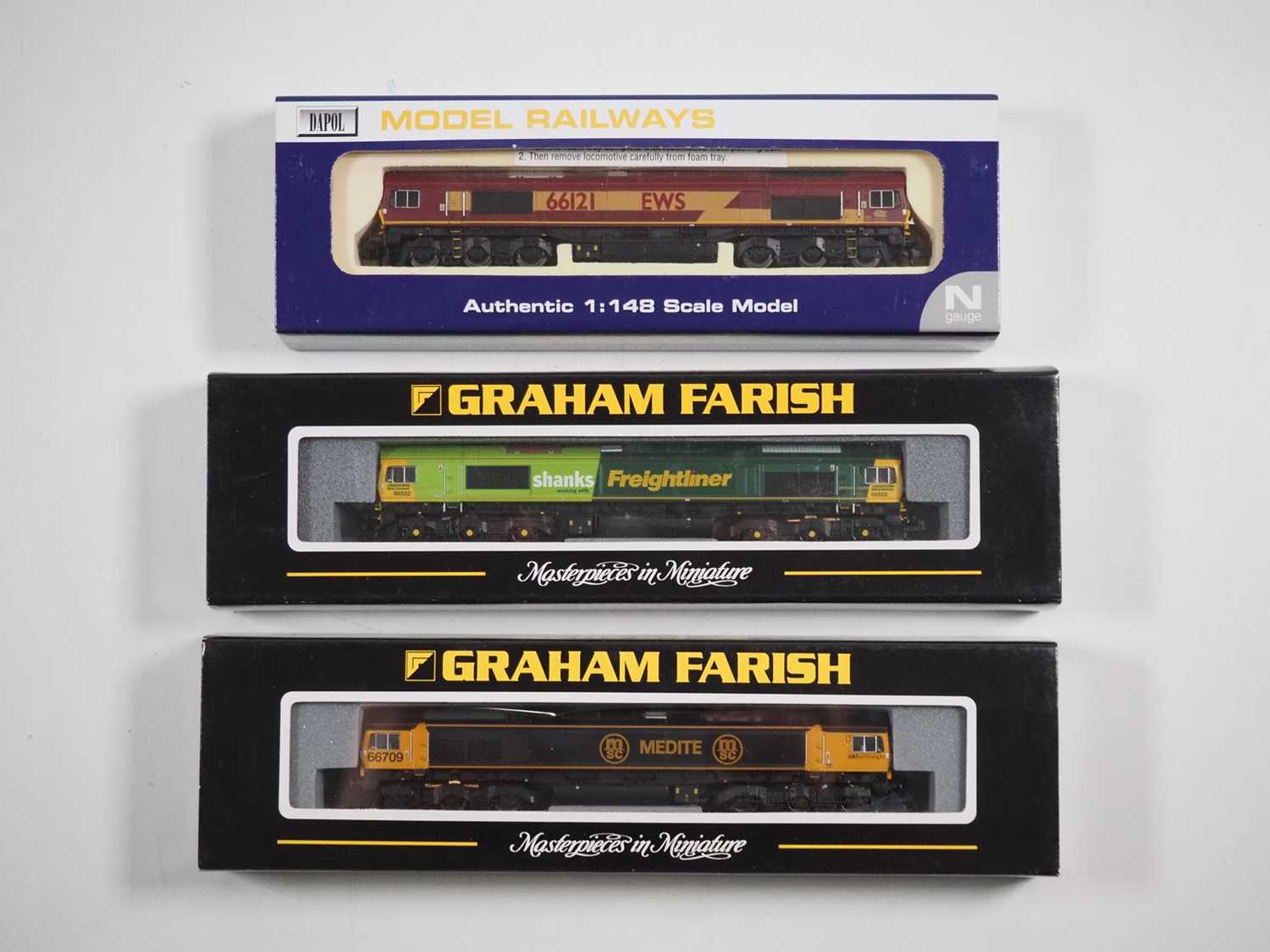 Lot 307 - A group of N gauge class 66 diesel locomotives...