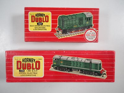 Lot 476 - A pair of HORNBY DUBLO OO gauge 2-rail diesel...