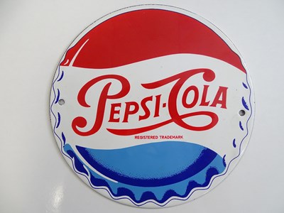 Lot 87 - PEPSI-COLA - A round, metal Pepsi advertising...