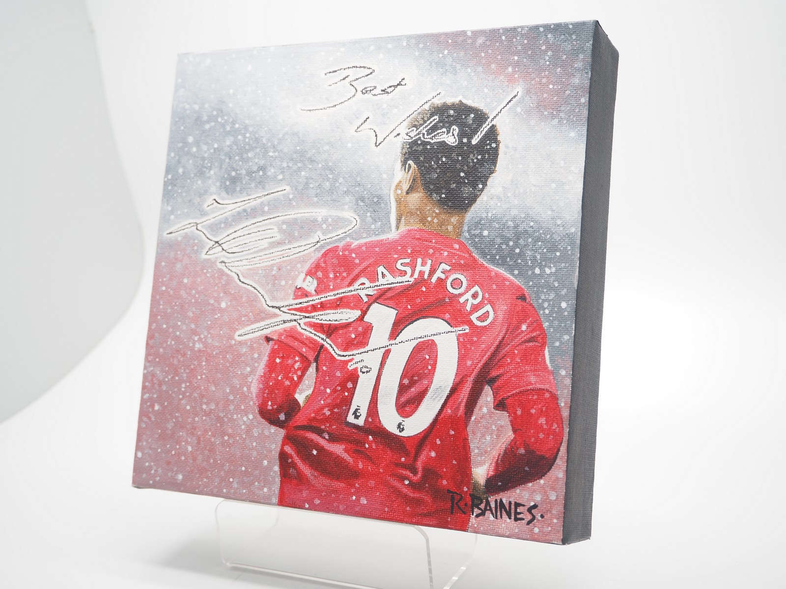 Lot 5 - Marcus Rashford MBE signed canvas with artwork